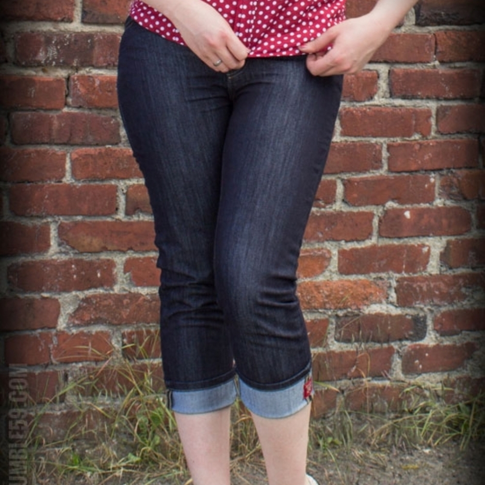 Rumble59 Rockabilly Capri Button Fly Blue Jeans